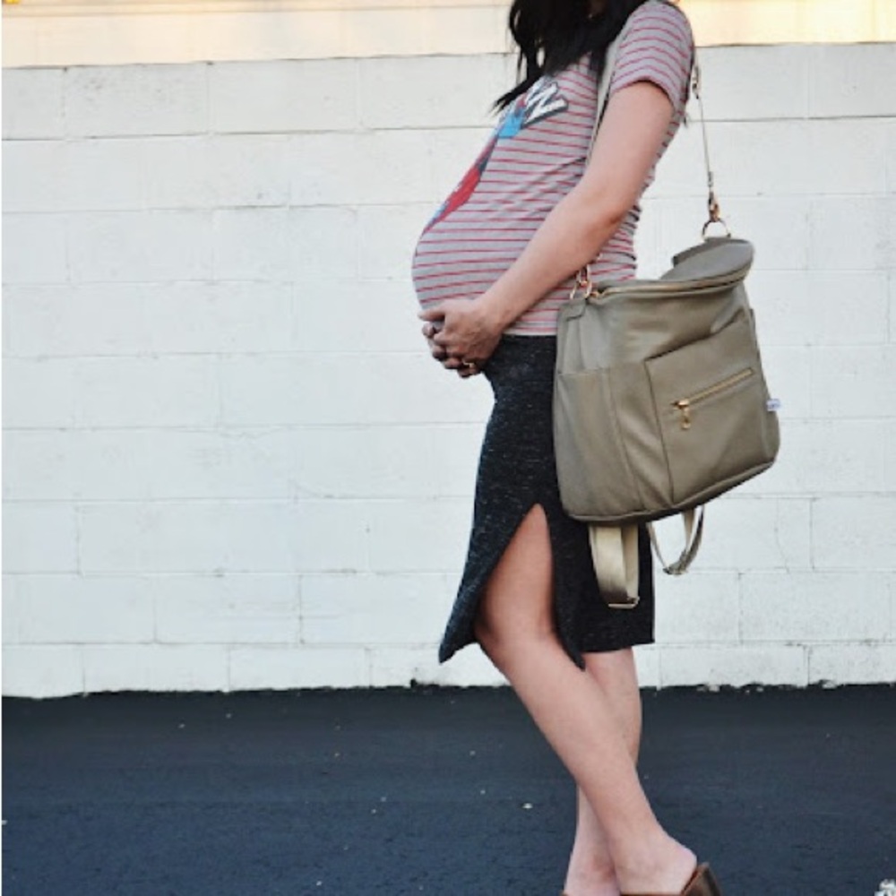 Isabel Maternity by Ingrid & Isabel Black and Gray Midi Skirt